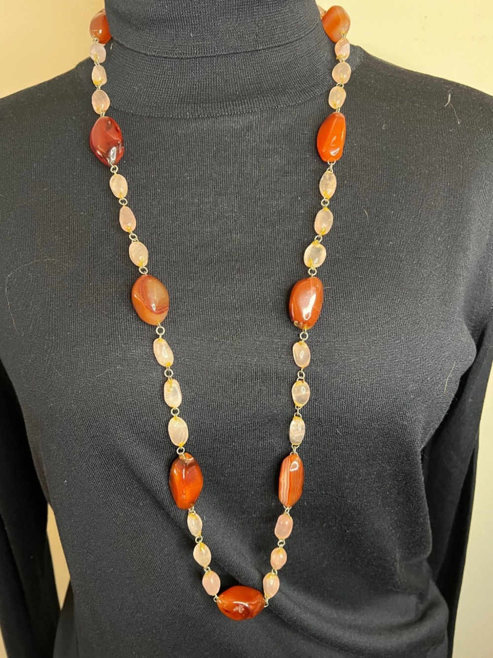 Vintage Carnelian and Agate Bead Necklace